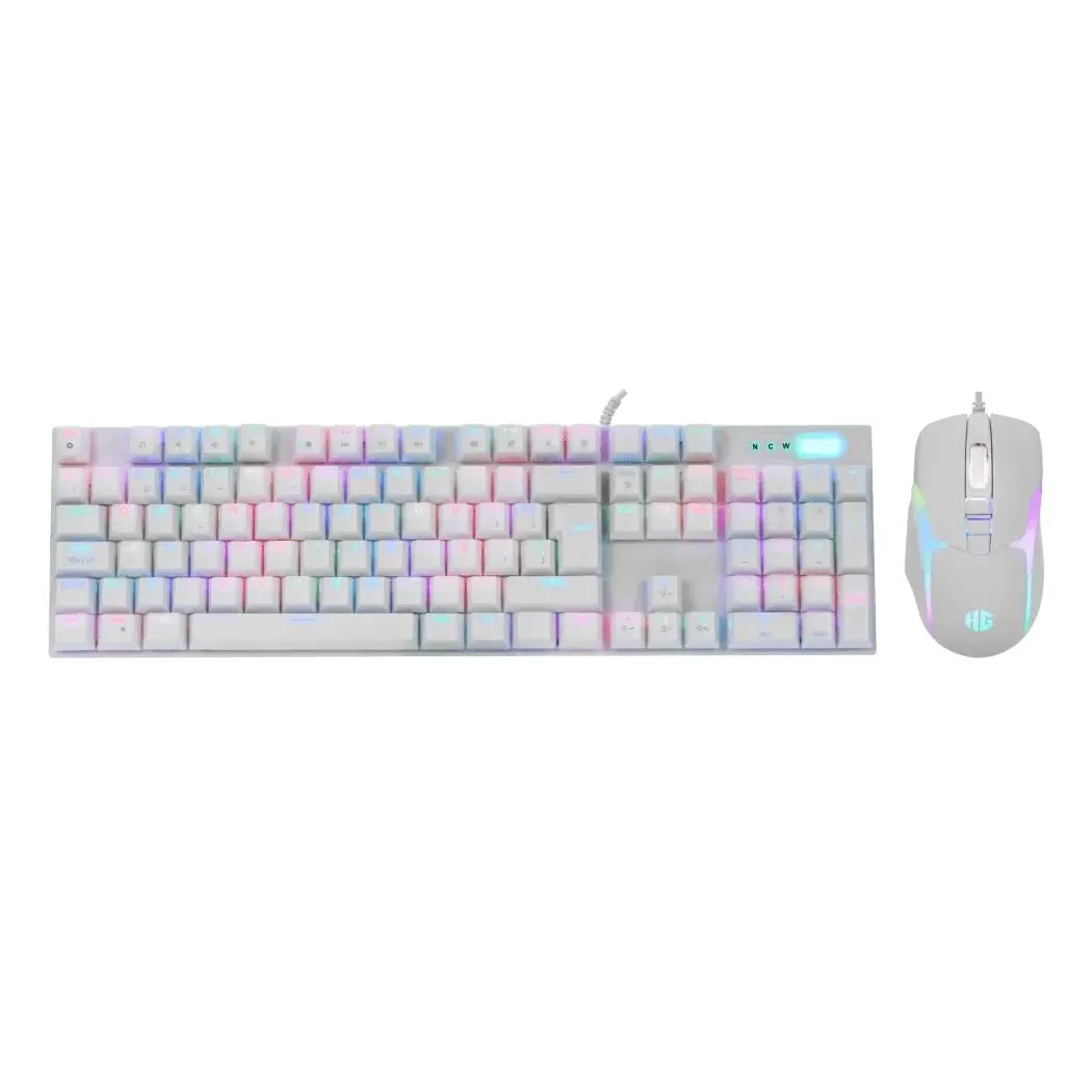 Combo Teclado y Mouse Halion Damon HA-863C Mecánico RGB Blanco