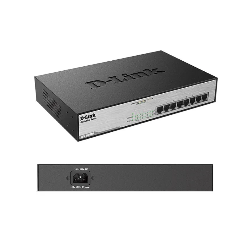 Switch D-Link DGS-1008MP 8 Puertos Gigabit PoE+