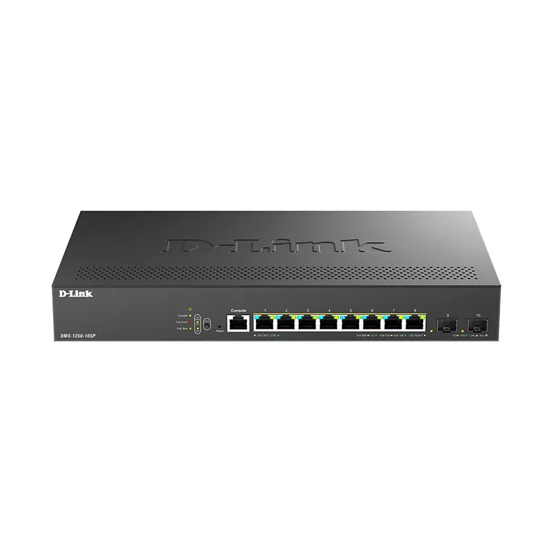 Switch D-Link DMS-1250-10SP 8 Puertos 2.5G PoE 240 W + 2 SFP+ 10G Smart Administrable