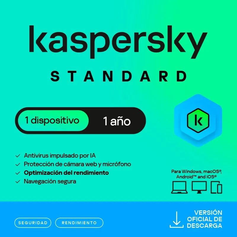 Antivirus Kaspersky Standard 1 Dispositivo 1 Año Licencia Digital
