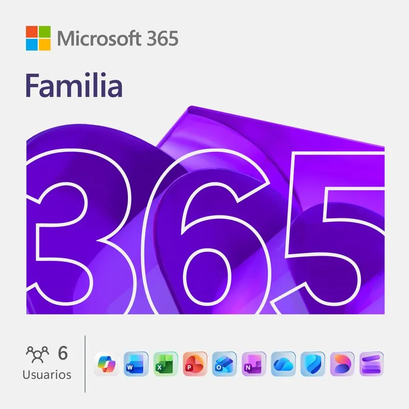 Software Microsoft 365 Familia hasta 6 Usuarios 12 Meses Licencia Digital