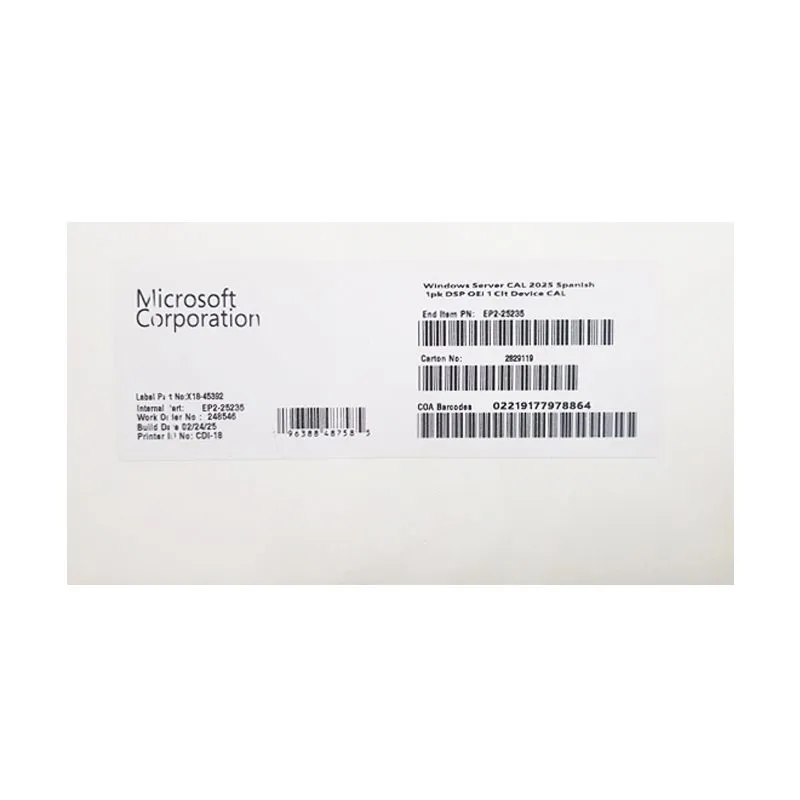 Licencia CAL Microsoft Windows Server 2025 1 Dispositivo
