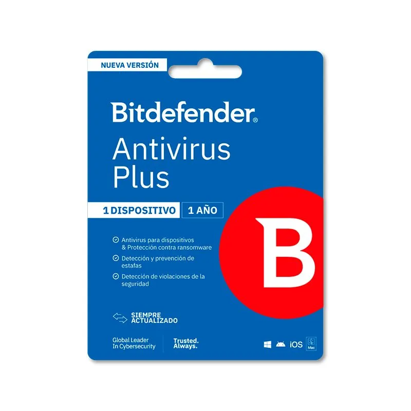 Antivirus Bitdefender Plus 1 Dispositivo 1 Año Licencia Digital