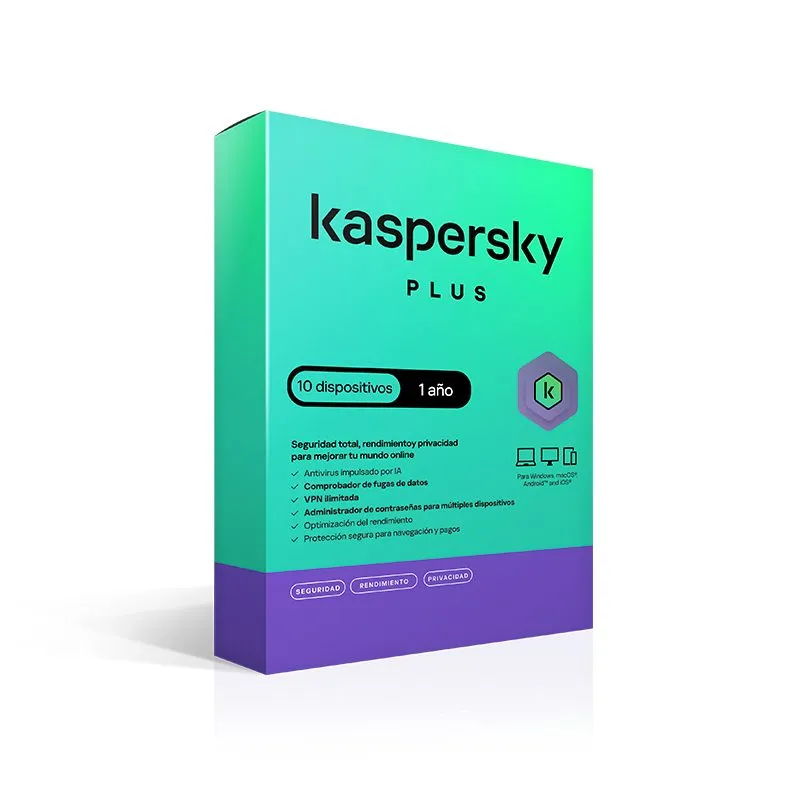 Antivirus Kaspersky Plus 10 Dispositivos 1 Año Licencia Digital
