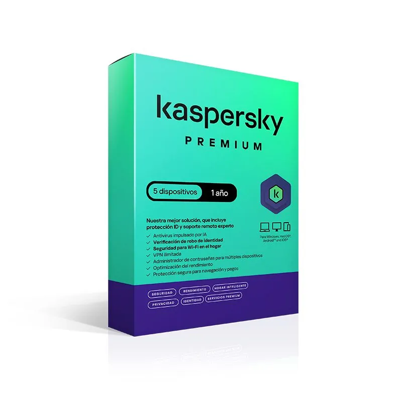 Antivirus Kaspersky Premium 5 Dispositivos 1 Año Licencia Digital