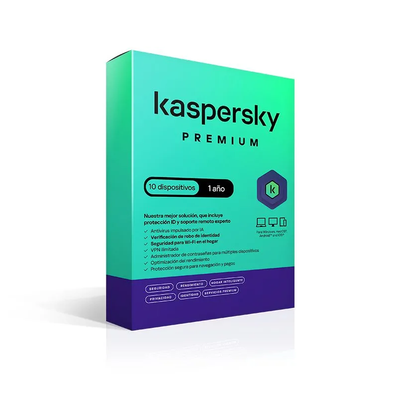 Antivirus Kaspersky Premium 10 Dispositivos 1 Año Licencia Digital