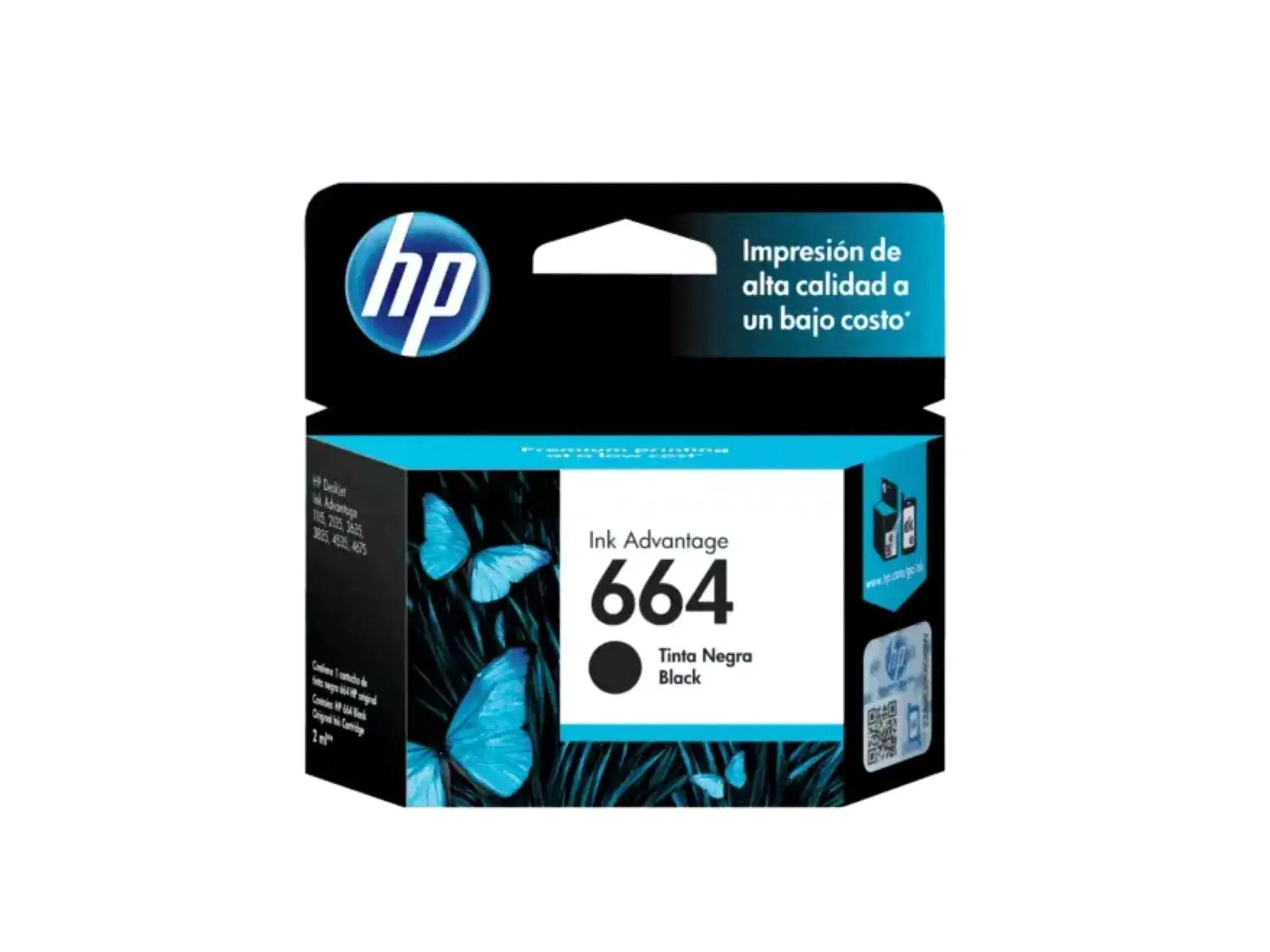 Cartucho de Tinta HP 664 F6V29AL Negro 2ml rendimiento 120 páginas