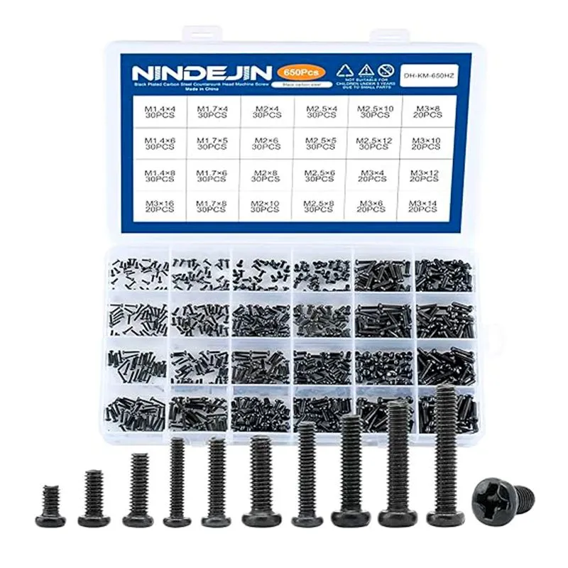 Kit de Tornillos de Cabeza Redonda Nindejin 650 Piezas