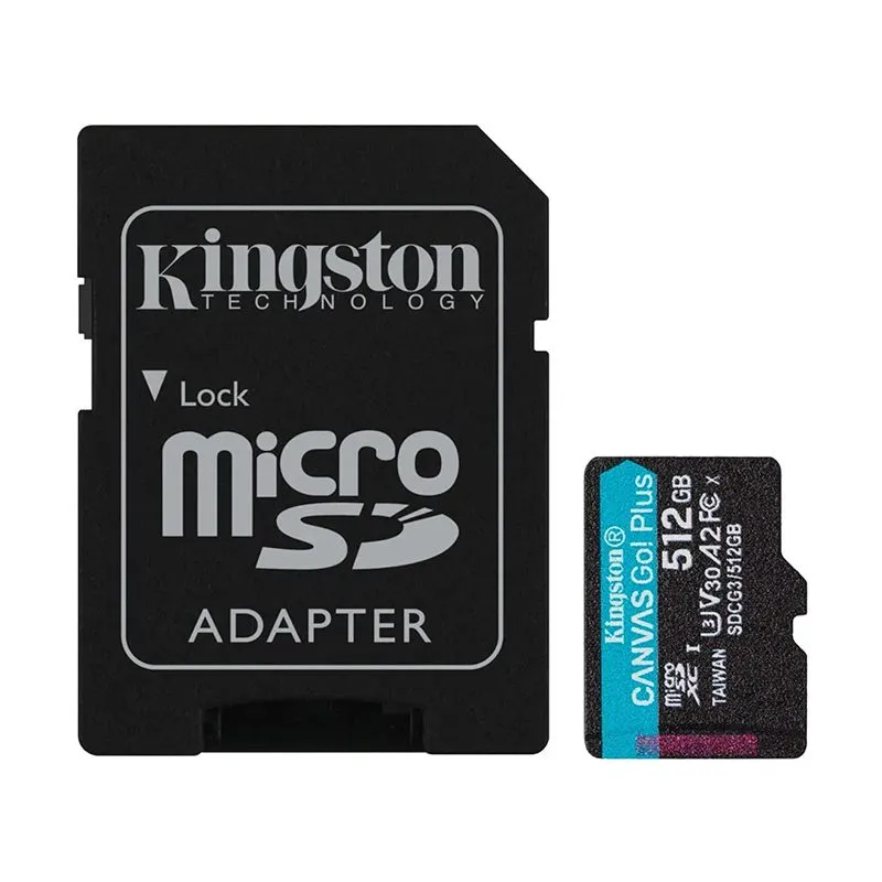 Tarjeta microSD Kingston Canvas Go! Plus 512GB A2 V30 U3 con Adaptador