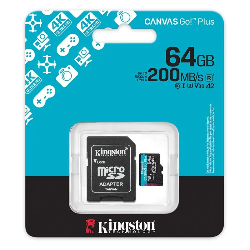 Tarjeta microSD Kingston Canvas Go! Plus 64GB A2 V30 U3 con Adaptador — foto 3