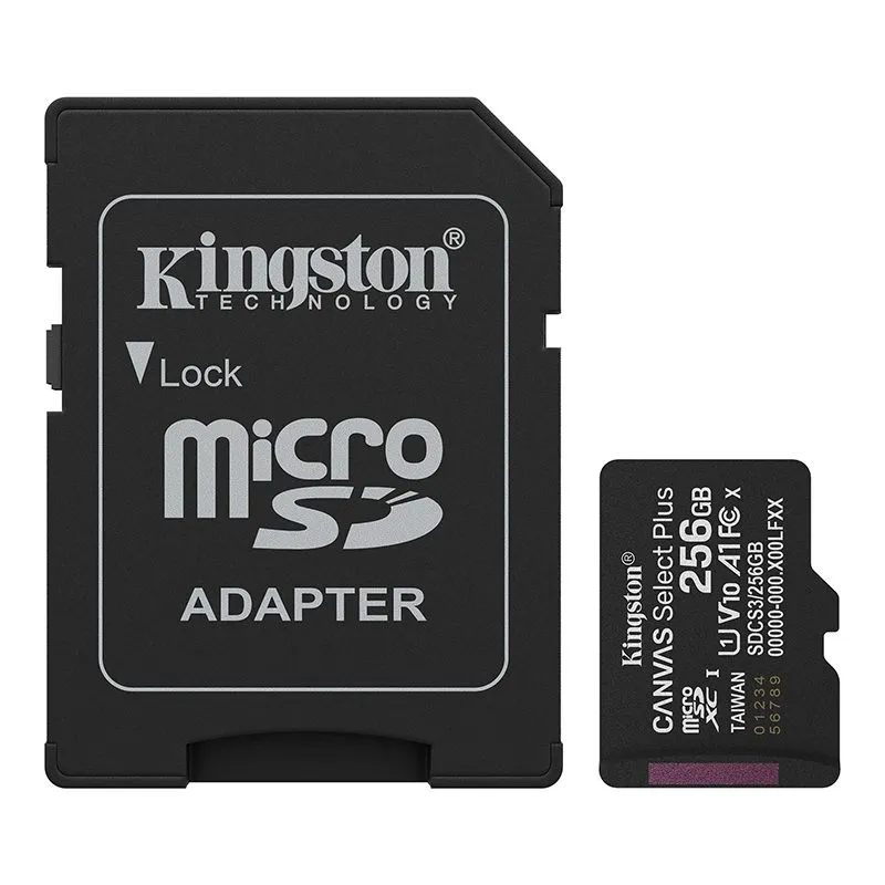 Tarjeta microSD Kingston Canvas Select Plus 256GB A1 UHS-I Clase 10