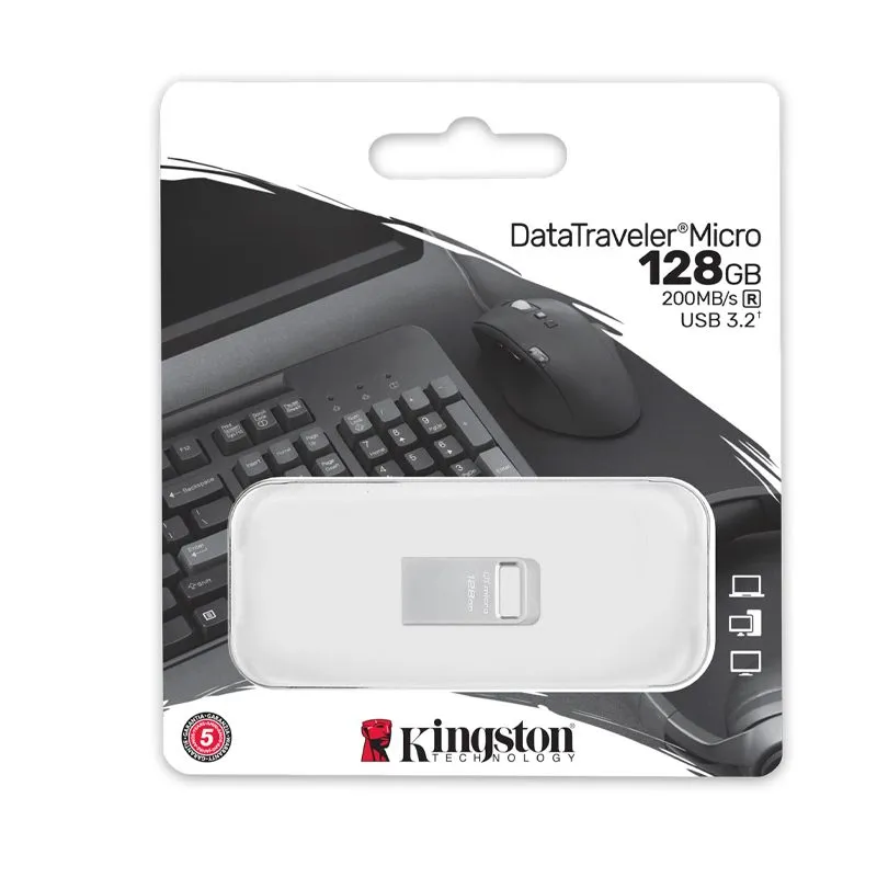 Memoria USB Kingston DataTraveler Micro 128GB USB 3.2 Gen 1 Plata — foto 2