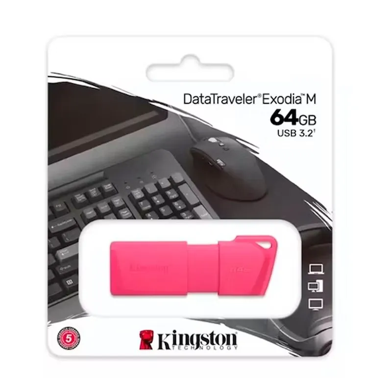 Memoria USB Kingston DataTraveler Exodia M 64GB USB 3.2 Gen 1 Rosado Neón