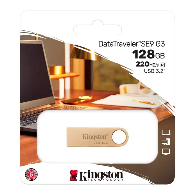 Memoria USB Kingston DataTraveler SE9 G3 128GB USB 3.2 Gen 1 Dorado