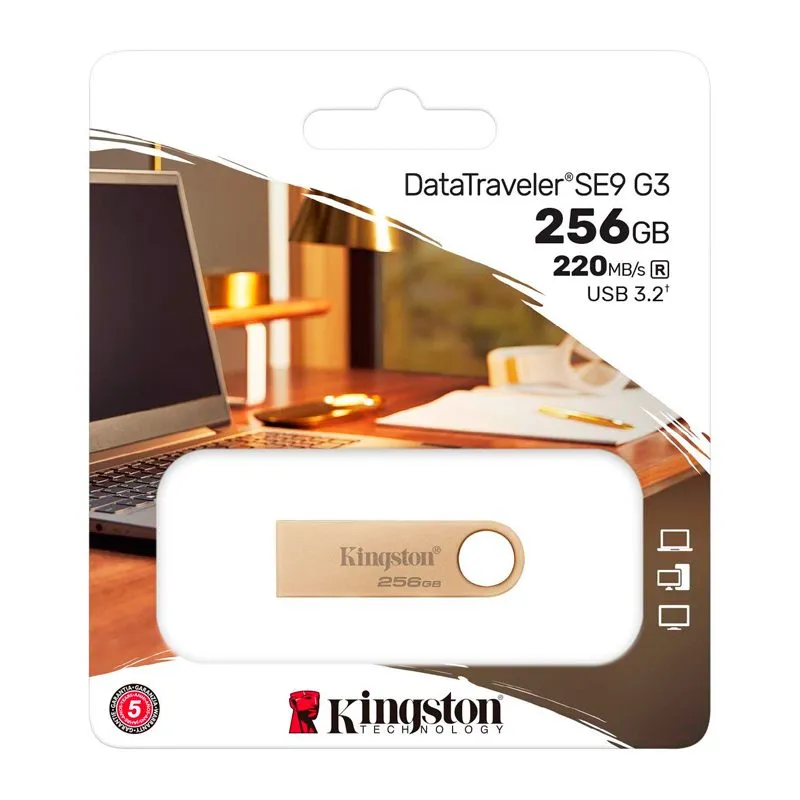 Memoria USB Kingston DataTraveler SE9 G3 256GB USB 3.2 Gen 1 Dorado