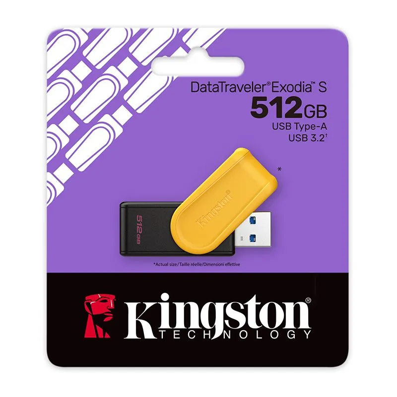 Memoria USB Kingston DataTraveler Exodia S 512GB USB 3.2 Gen 1 Amarillo — foto 3