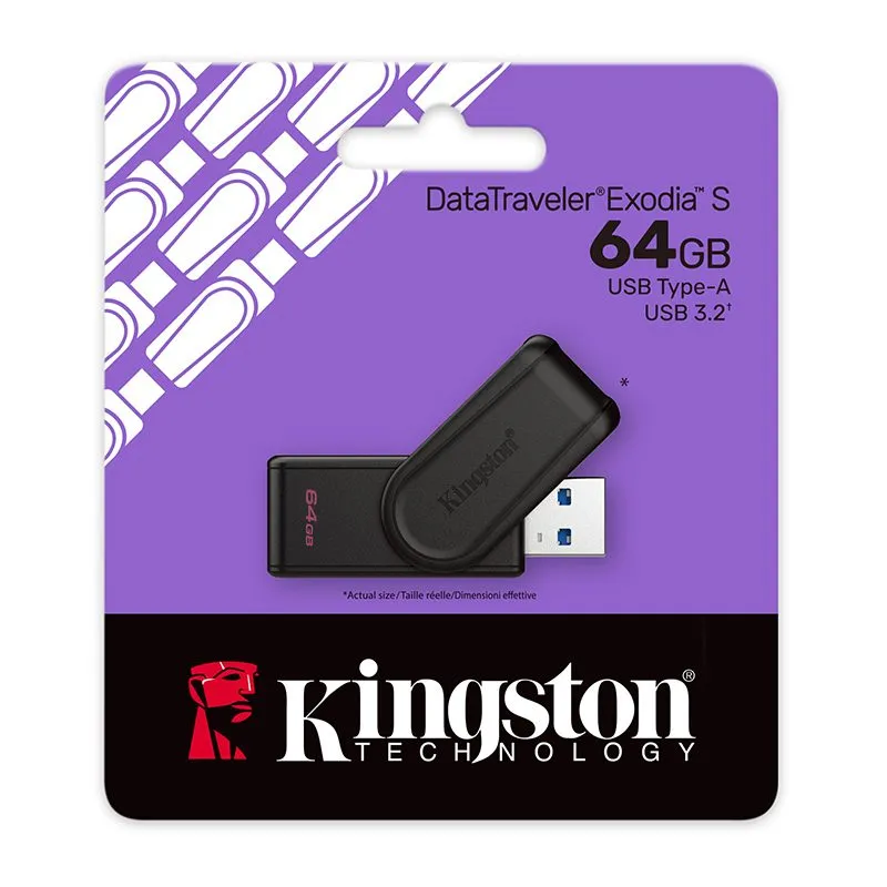 Memoria USB Kingston DataTraveler Exodia S 64GB USB 3.2 Gen 1 Negro — foto 3