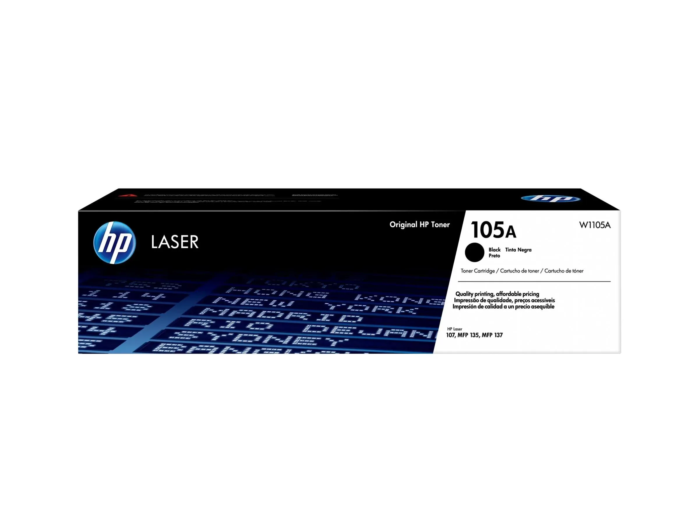 Tóner HP 105A W1105A Negro para Laser 107w y MFP 135 rendimiento 1000 páginas