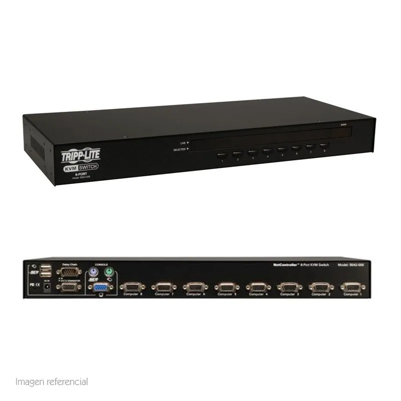 Switch KVM Tripp Lite B042-008 de 8 Puertos USB/PS2 VGA Rack 1U