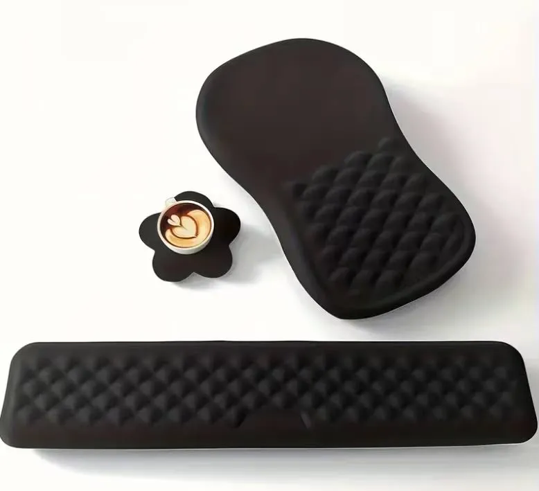 Kit Mousepad Ergonómico Negro con Reposamuñecas para Teclado