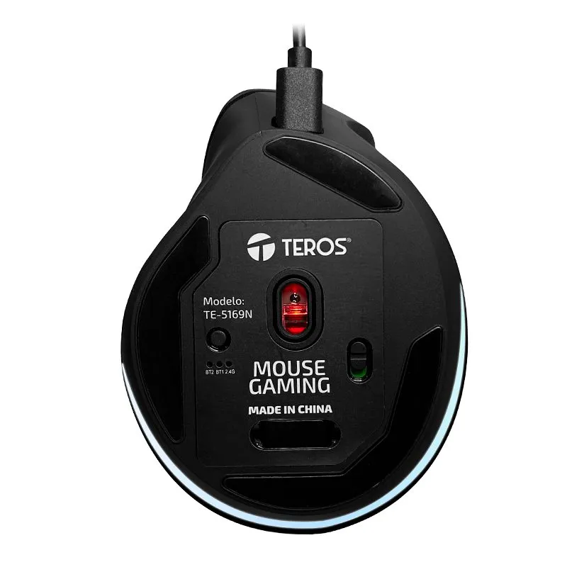 Mouse Vertical Teros TE-5169N Inalámbrico y Bluetooth 2400 DPI Negro — foto 8