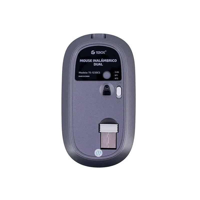 Mouse Teros TE-1230CS Inalámbrico y Bluetooth Recargable 1200 DPI Negro — foto 2