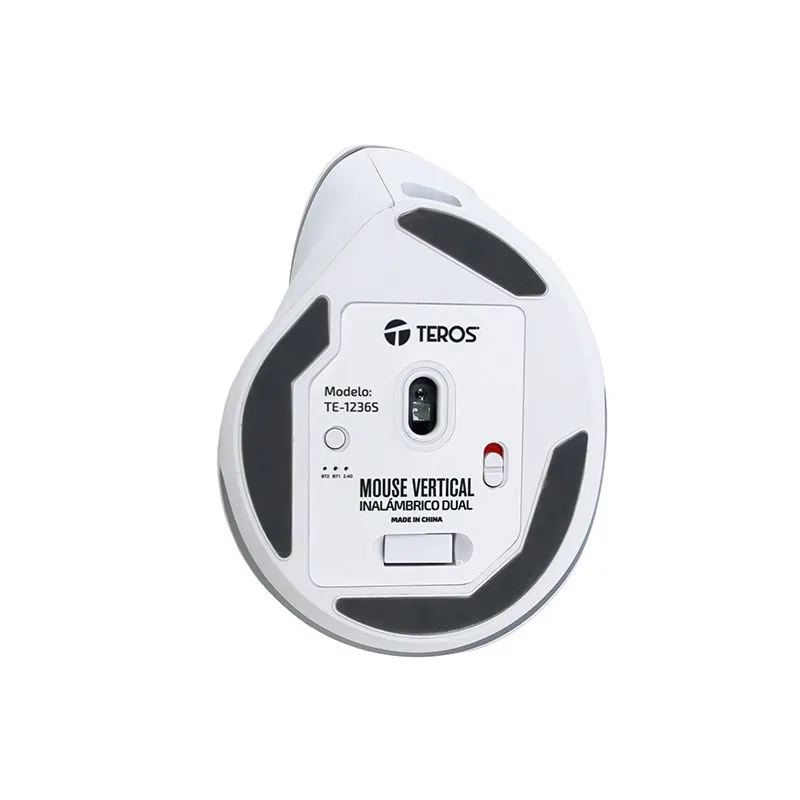 Mouse Vertical Teros TE-1236S Inalámbrico Dual Recargable RGB 2400 DPI Blanco — foto 5