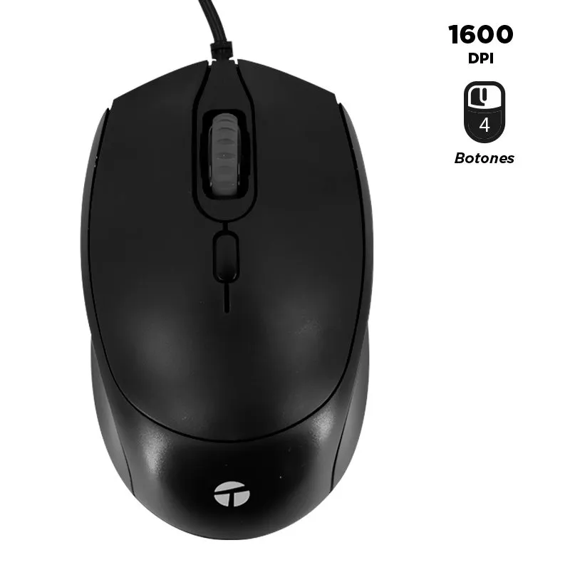 Mouse Teros TE-1222S 1600 DPI Negro