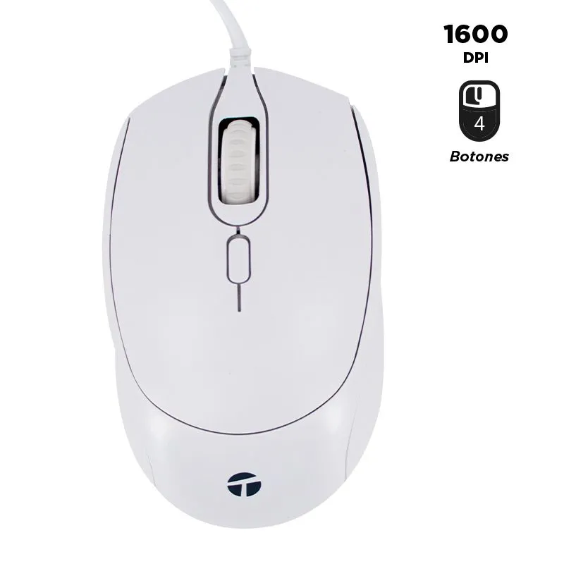 Mouse Teros TE-1225S 1600 DPI Blanco