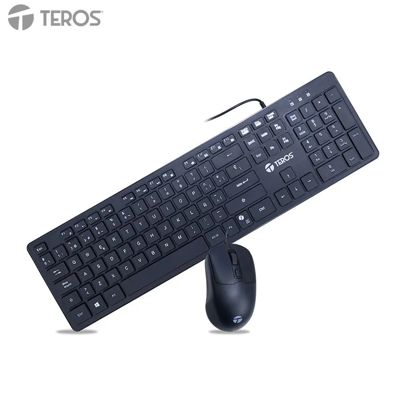 Combo Teclado y Mouse Teros TE-5019S USB Español con Tecla Copilot
