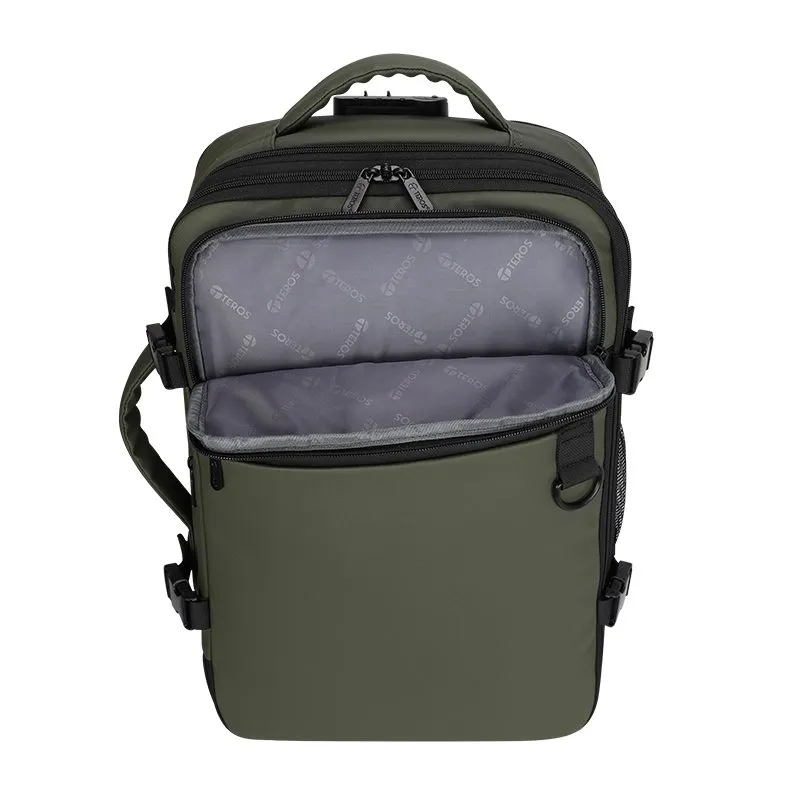 Mochila de Viaje Teros TE-9040DG Verde Oscuro para Laptop de hasta 15.6" Expandible — foto 7