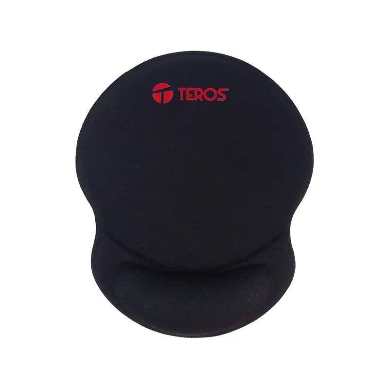 Mousepad Teros TE-3015S con Reposamuñecas de Gel 22 x 18.5 cm Negro