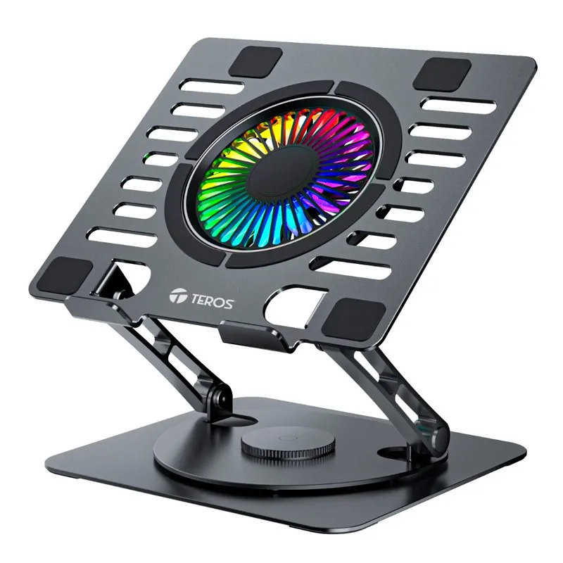 Base Enfriadora para Laptop Teros TE-7132N hasta 15.6" RGB Giratoria 360