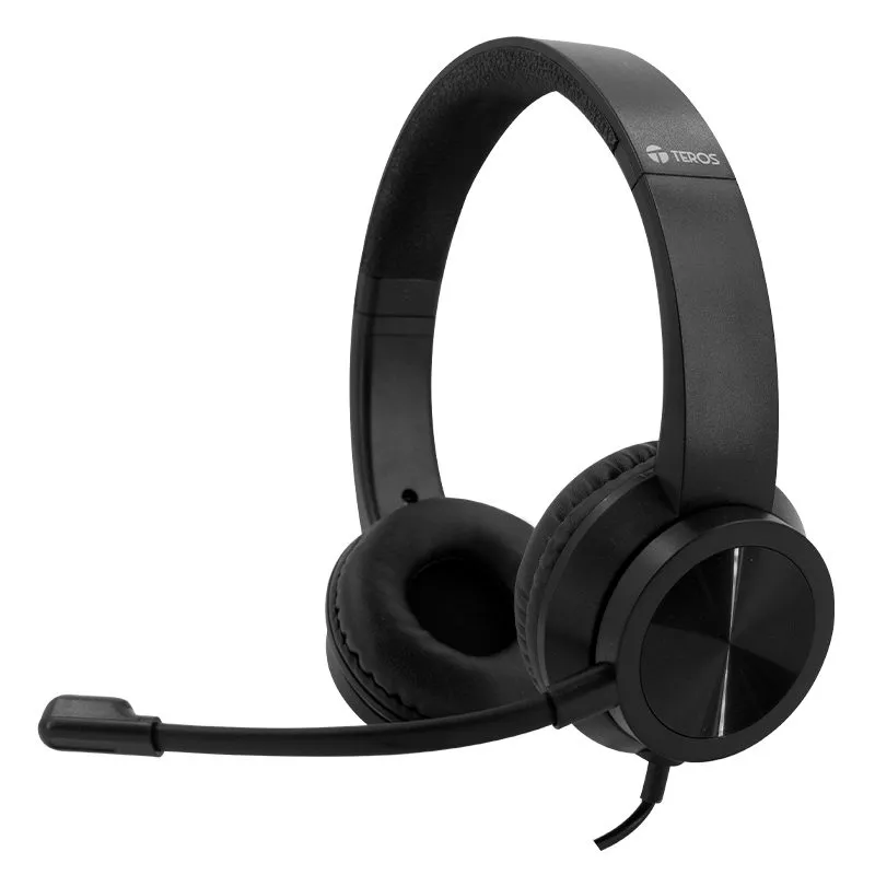 Audífonos Teros TE-8037N USB On-Ear con Micrófono Negro