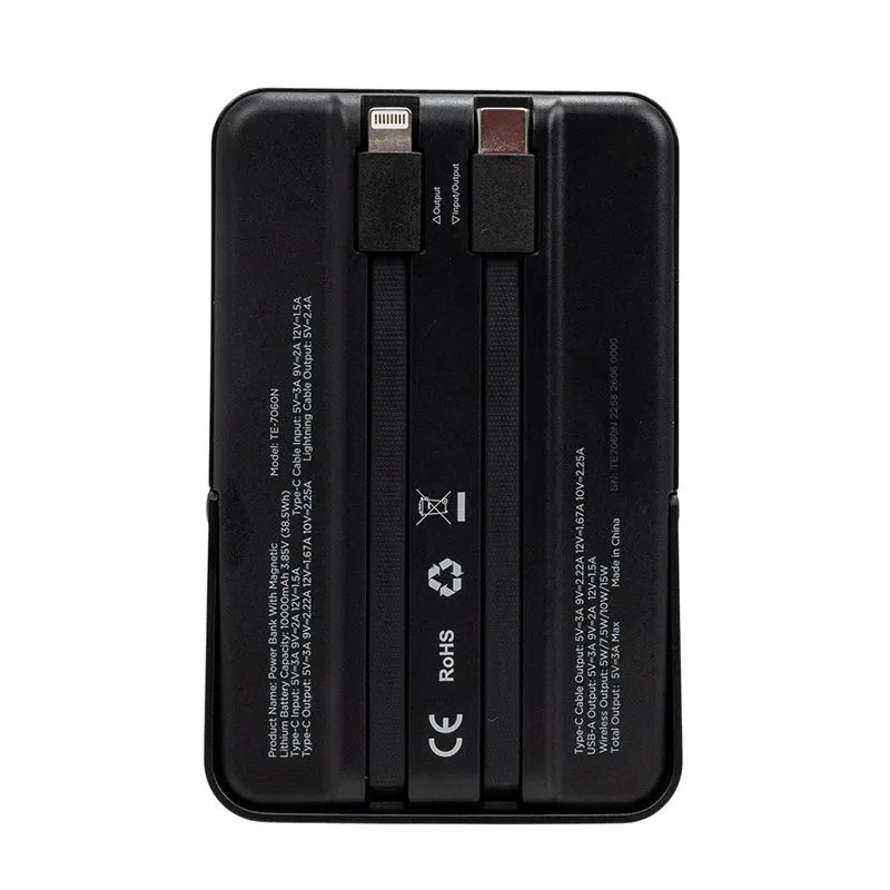 Power Bank Teros TE-7060N 10000mAh 22.5W con Carga Magnética Negro — foto 2