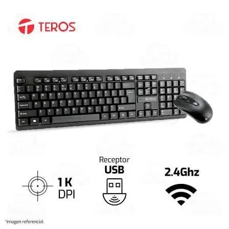 Combo Teclado y Mouse Inalámbrico Teros TE-4061N Español Negro