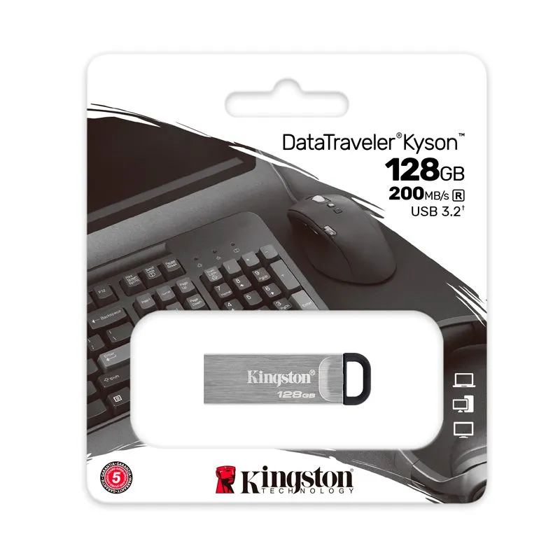 Memoria USB Kingston DataTraveler Kyson 128GB USB 3.2 Gen 1 Plata