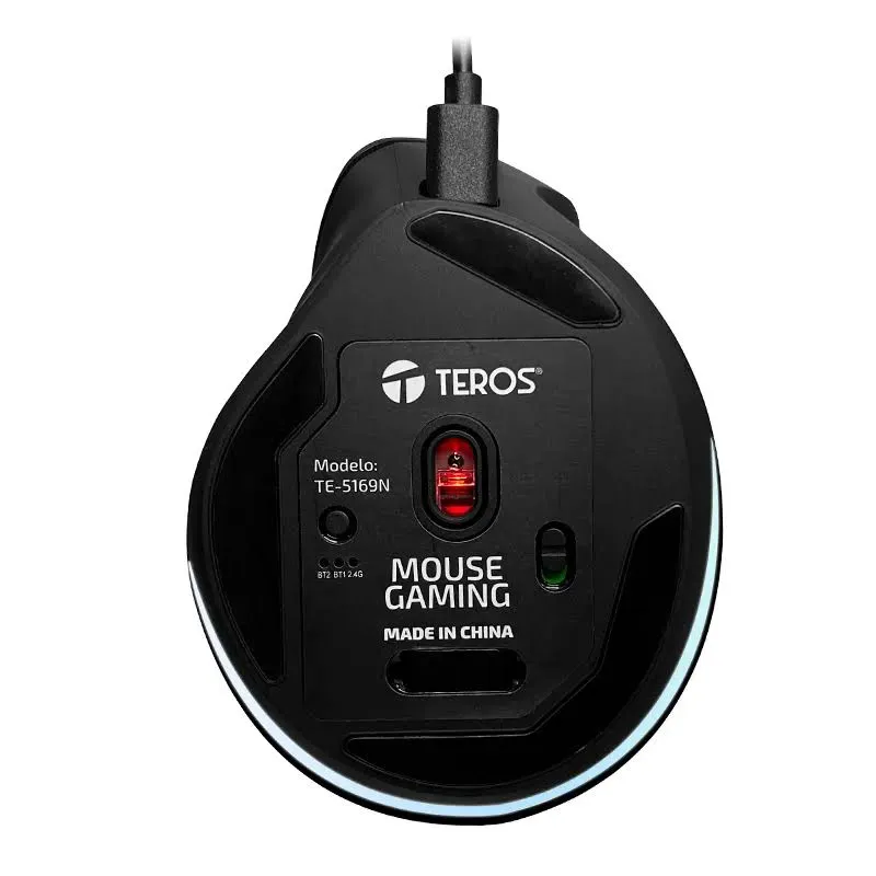 Mouse Vertical Teros TE-5169N Inalámbrico y Bluetooth 2400 DPI Negro — foto 4