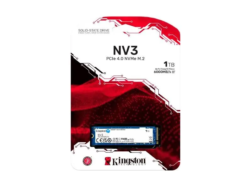 SSD Kingston NV3 1TB M.2 2280 NVMe PCIe Gen4 hasta 6000 MB/s