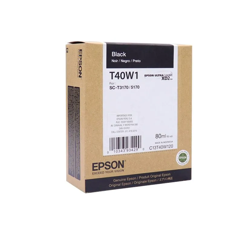 Cartucho de Tinta Epson UltraChrome XD2 T40W120 Negro 80ml