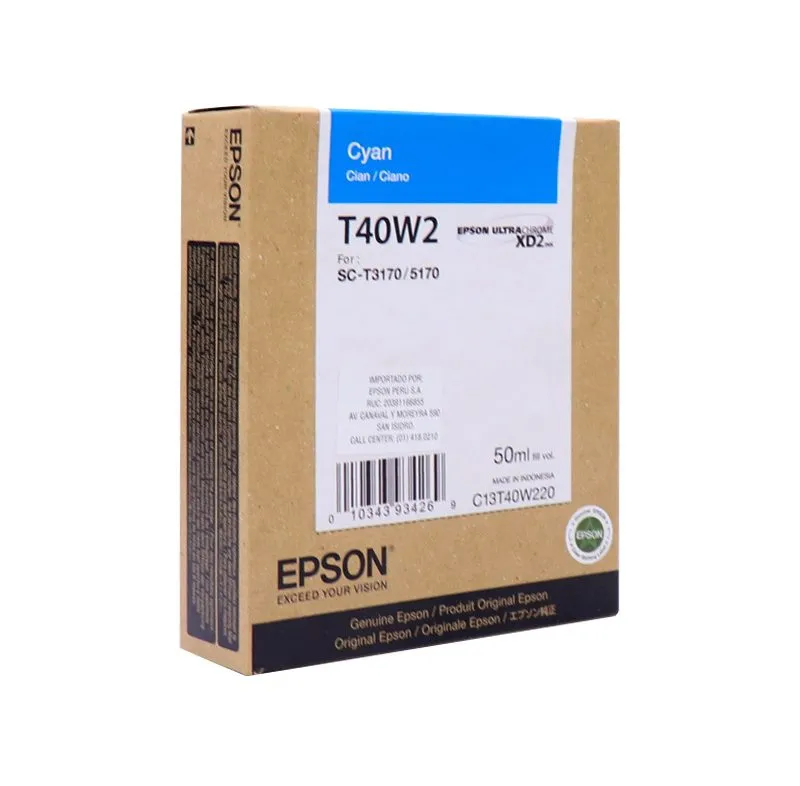 Cartucho de Tinta Epson UltraChrome XD2 T40W220 Cian 50ml