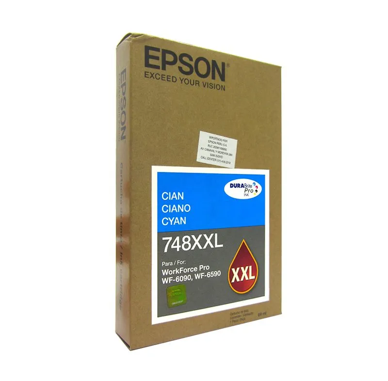 Cartucho de Tinta Epson 748XXL T748XXL220 Cian DURABrite Pro
