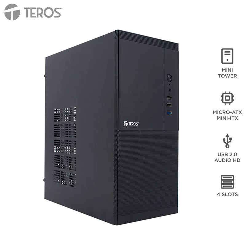 Case TEROS TE-1033S Mini Tower Micro-ATX con Fuente 250W