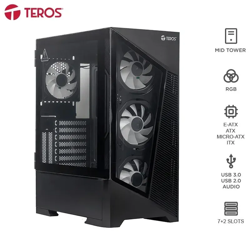 Case TEROS TE-1330G E-ATX Vidrio Templado 4 Ventiladores ARGB