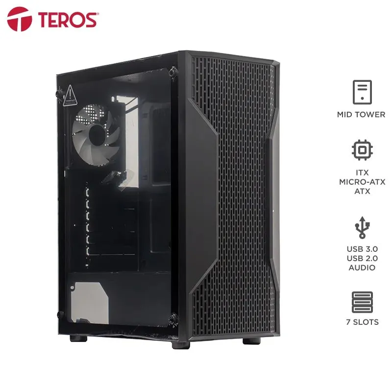 Case TEROS TE-1332G ATX Vidrio Templado 4 Ventiladores — foto 2
