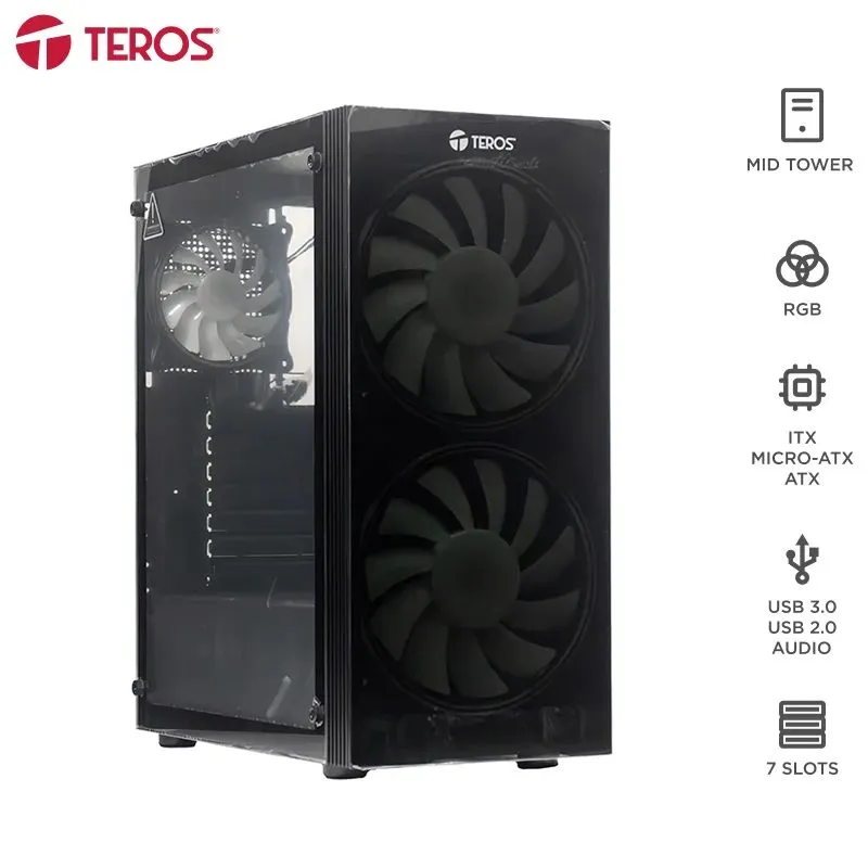 Case TEROS TE-1333G ATX Vidrio Templado 3 Ventiladores ARGB