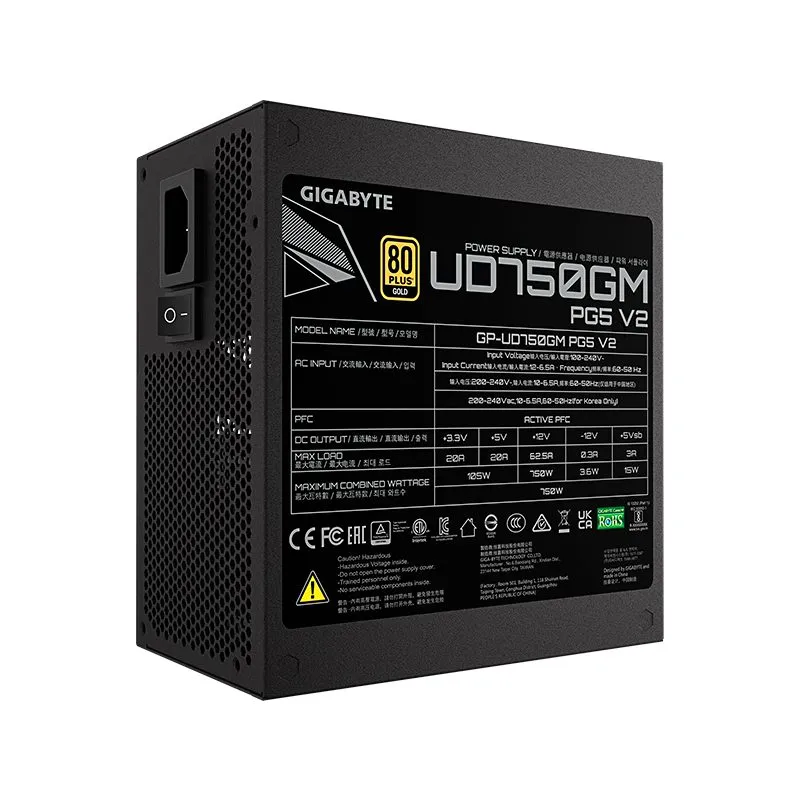 Fuente de Poder Gigabyte UD750GM PG5 V2 750W 80 Plus Gold Modular ATX 3.1 — foto 5