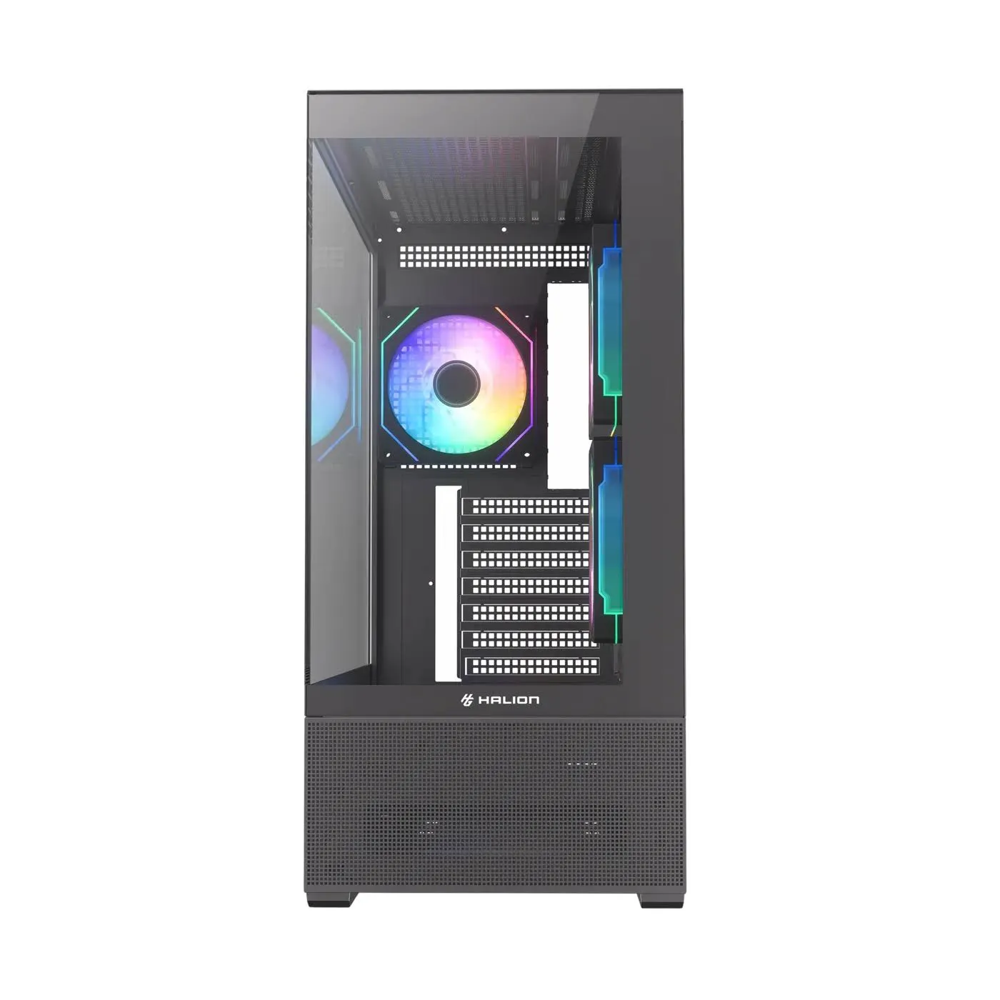 Case Halion Crystal 706B Micro-ATX Vidrio Templado 5 Ventiladores ARGB — foto 3