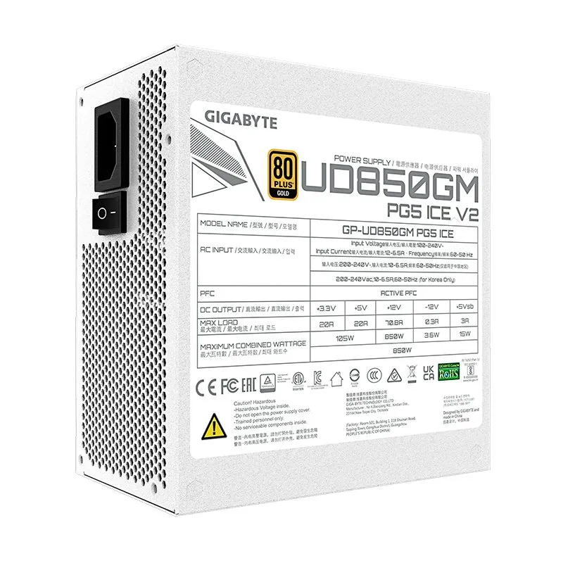 Fuente de Poder Gigabyte UD850GM PG5 ICE 850W 80 Plus Gold Modular ATX 3.1 — foto 7