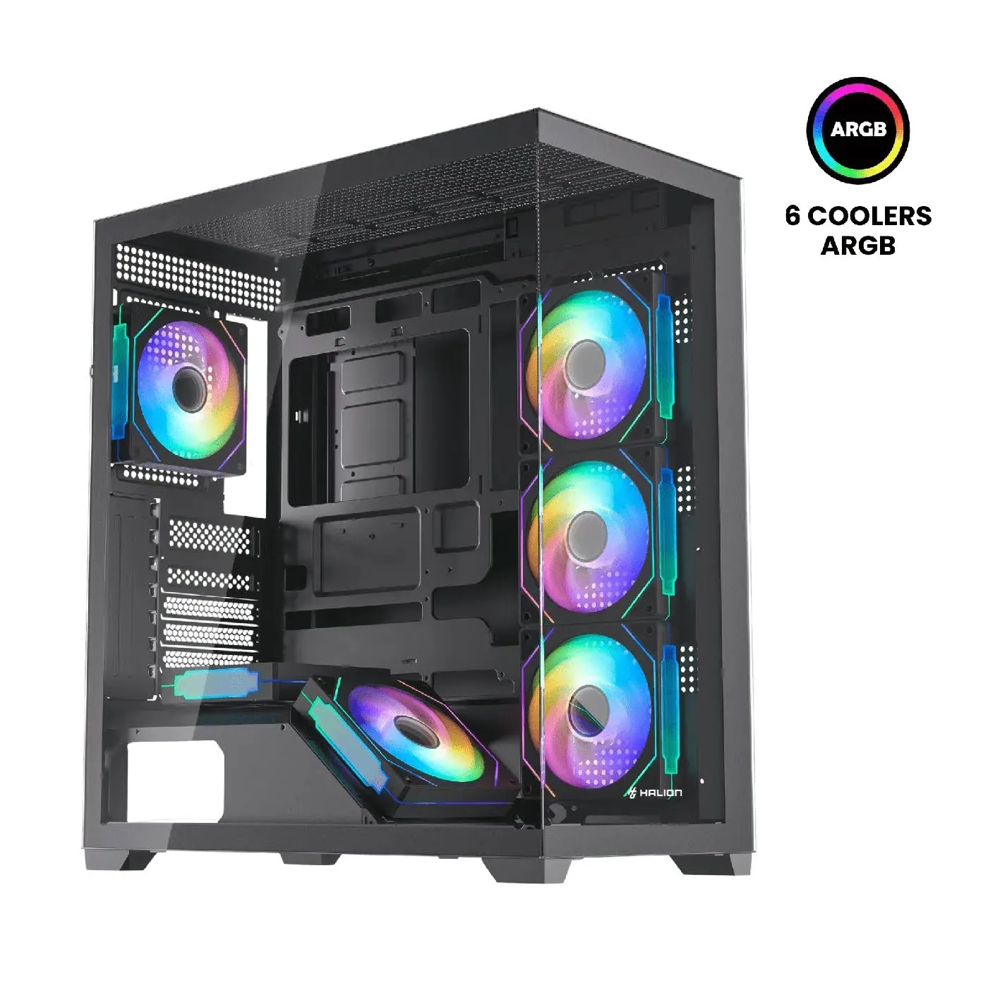 Case Halion Saturno M05 ATX Vidrio Templado 3 Ventiladores ARGB